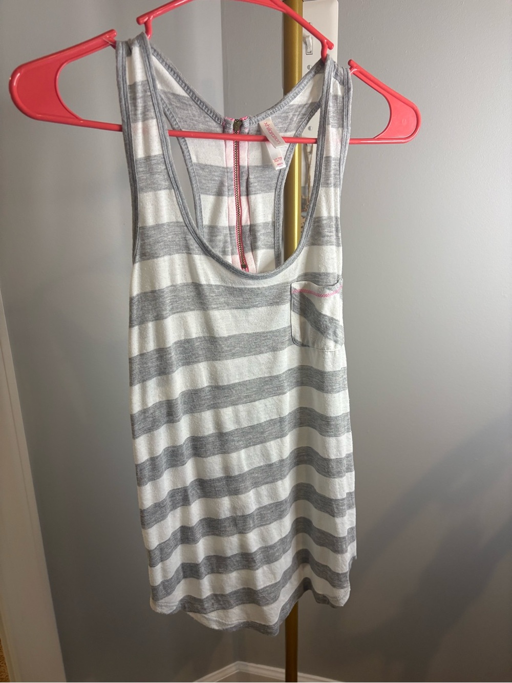 Xhilaration White and Gray Striped Tank Top